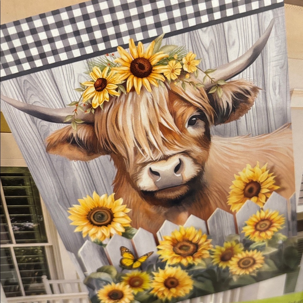 Briarwood Lane Highland Cow premium house/porch outdoor flag, fade resistant